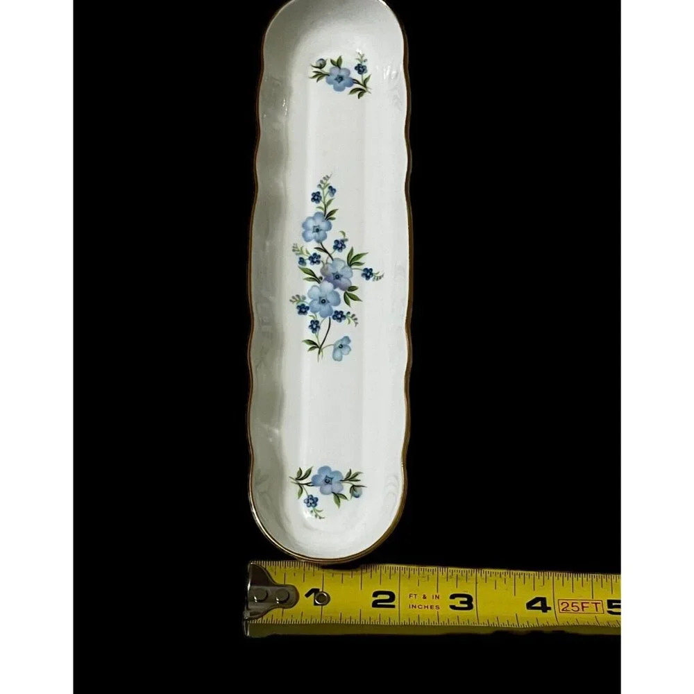 Aristocrat Bone China Handmade Nut Mint Olive Tray White Floral England Vintage
